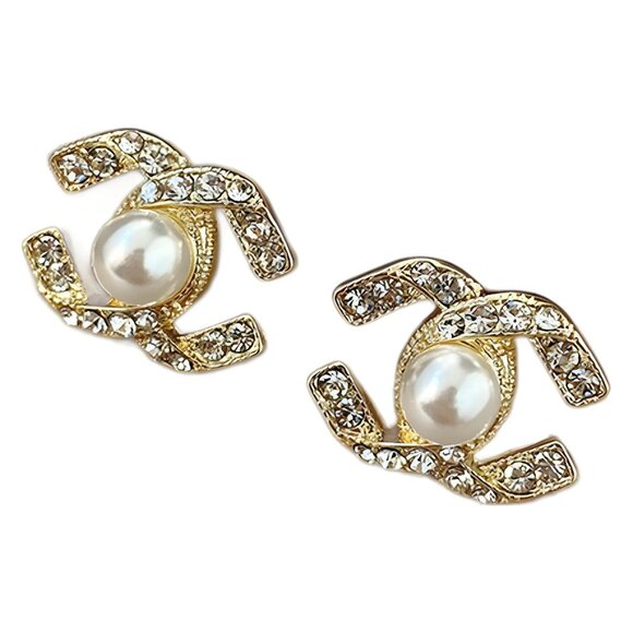 Chanel Style Twisted Crystal and Pearl Earrings NWT - Picture 1 of 3